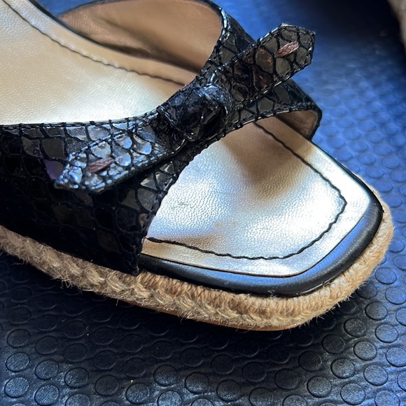 Franco Sarto Black Croc Espadrille Bow Wedge Sandals | Size 8.5 - Picture 9 of 11